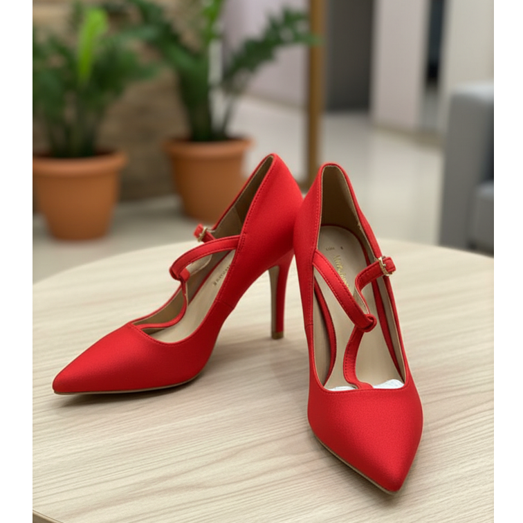 Scarlet Siren Pointed-Toe Mary Jane Heels