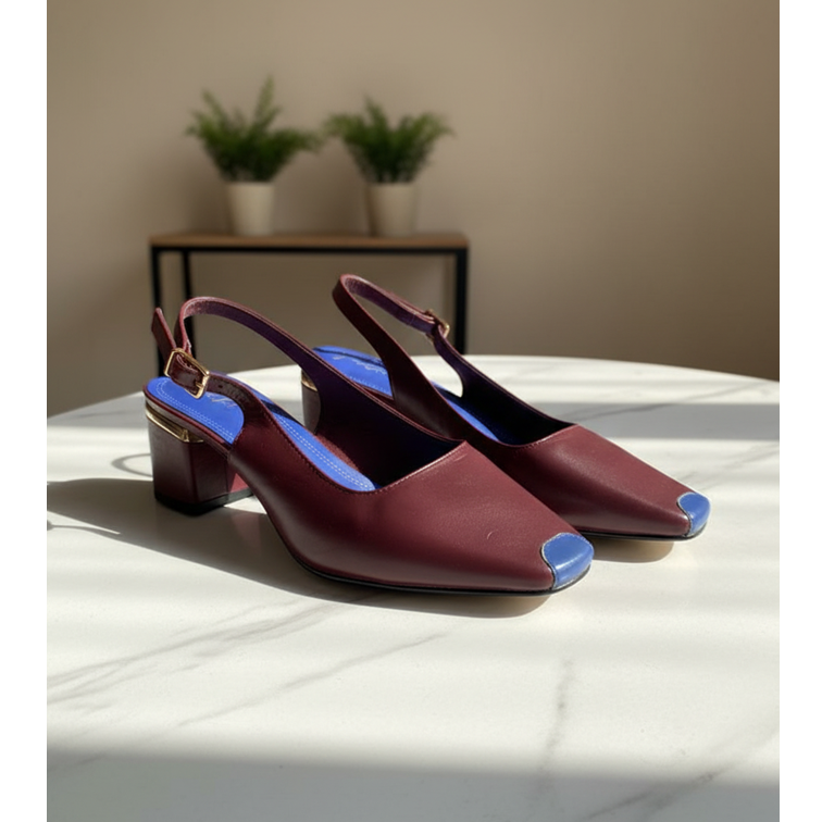 Sunny Saffron & Ebony Buckle Slingback Block Heels