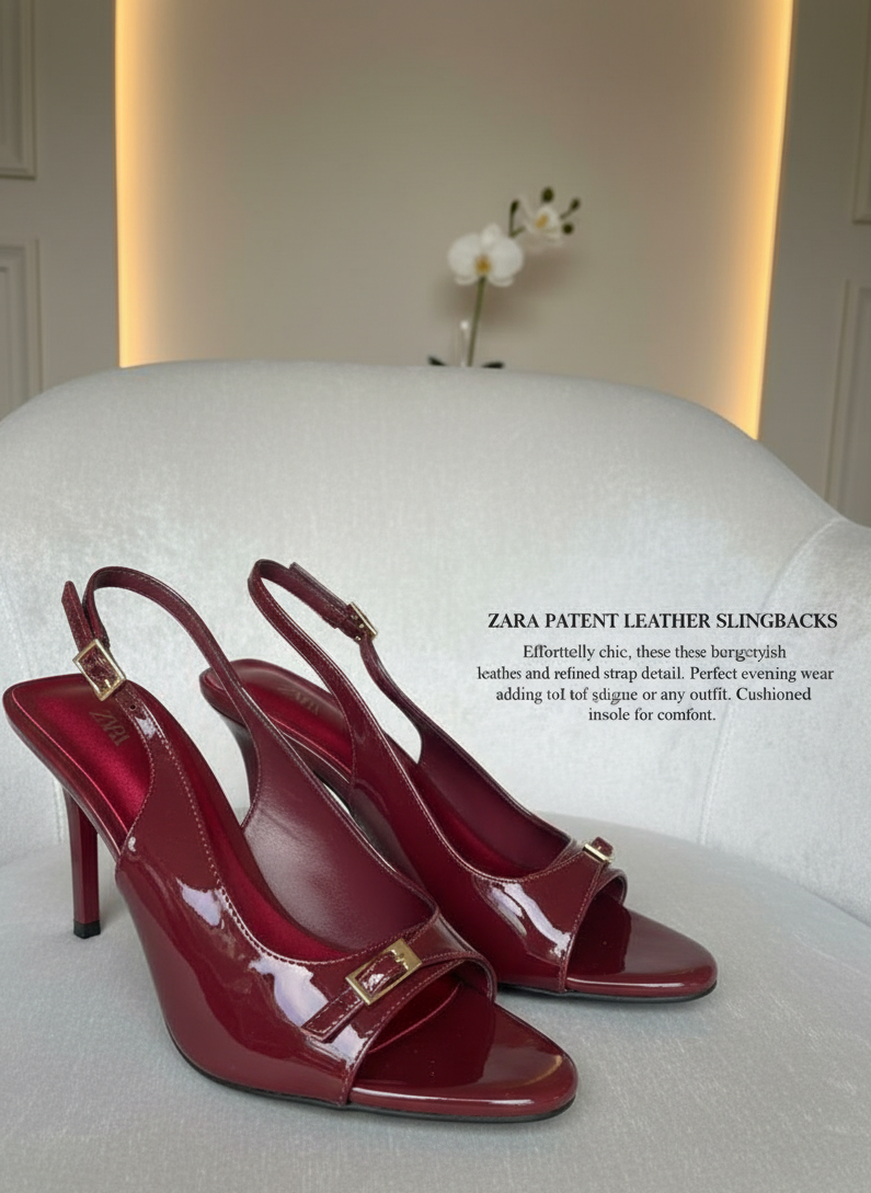 ZARA PATENT LEATHER SLINGBACKS