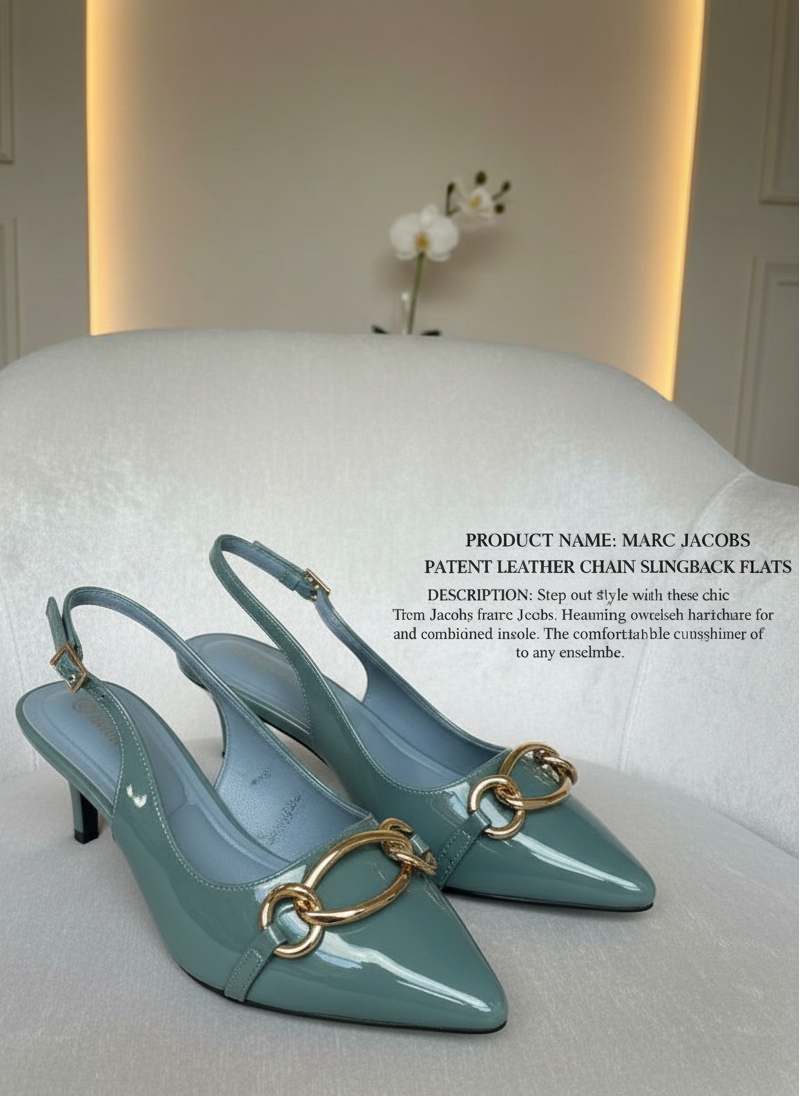 MARC JACOBS PATENT LEATHER CHAIN SLINGBACK