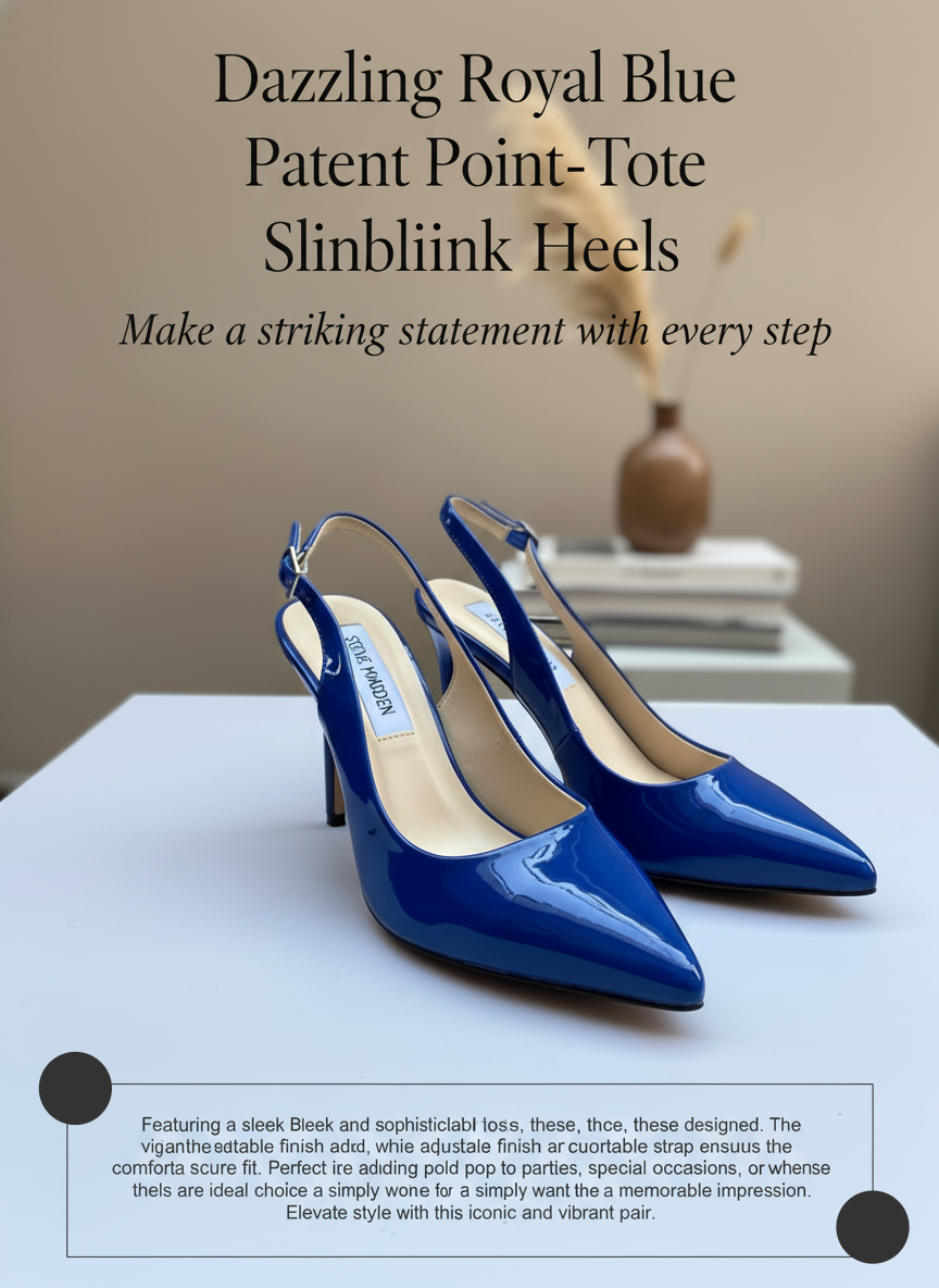 Dazzling Royal Blue Patent Pointed-Toe Slingback Heels