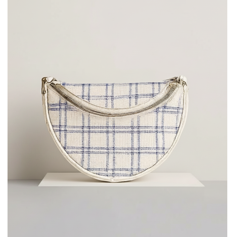 Plaid Crescent Crossbody Bag