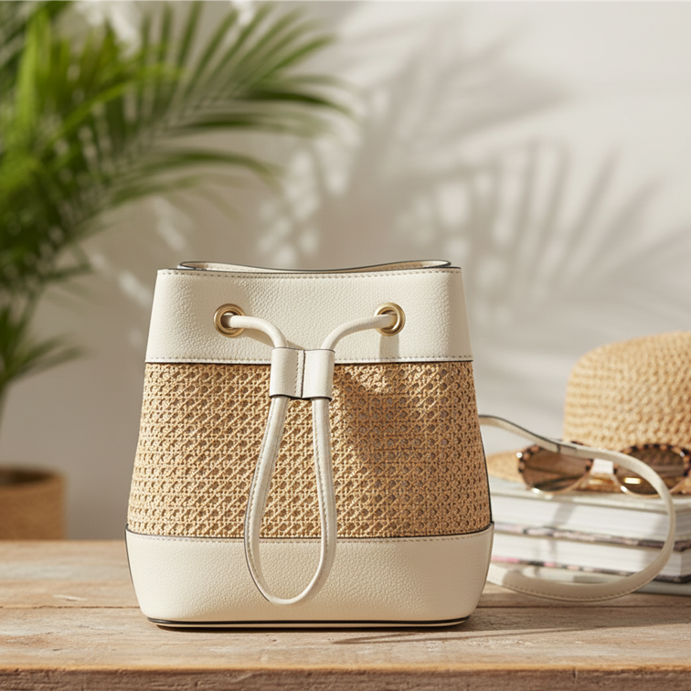 Riviera Rattan - Drawstring Bucket Bag