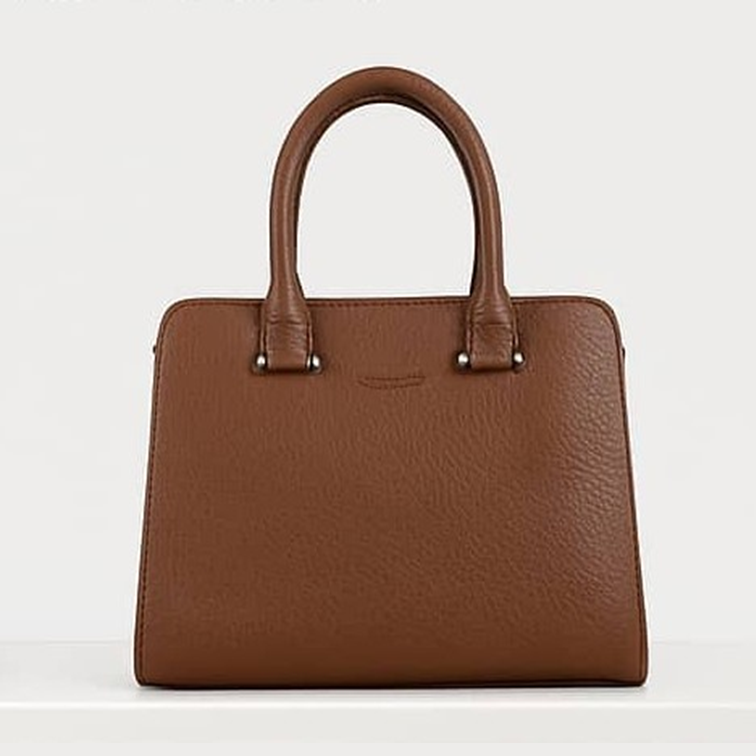 Classic Cognac Structured Top-Handle Bag