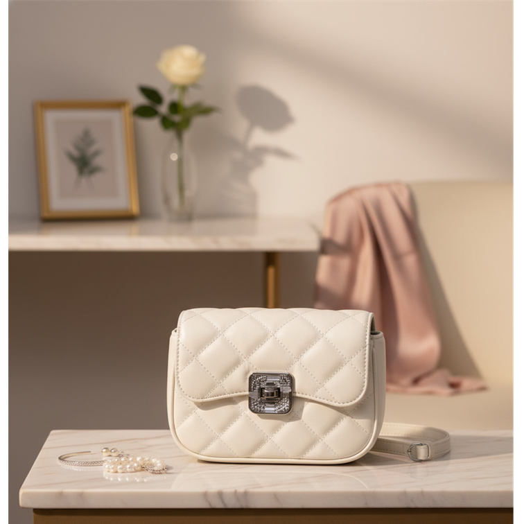 Pristine Quilted Elegance - Mini Crossbody